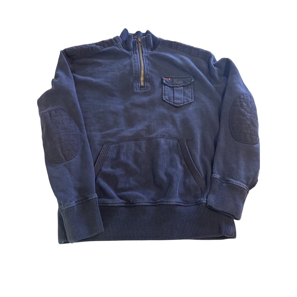 Polo Ralph Lauren Navy Costal Rescue 1/4 Zip Pullover Padded Elbow Pocket Mens L
